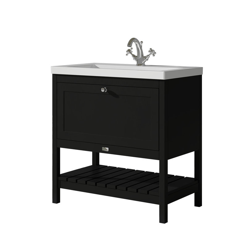 Hartleigh Bathroom Vanity, Matt Black, 81.3cm W