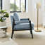 Fauteuil rembourré en chenille bleue, aspect moderne de style Mid-Century - siège confortable, siège en bois de couleur stable et amovible, dossier, solide-1639044818