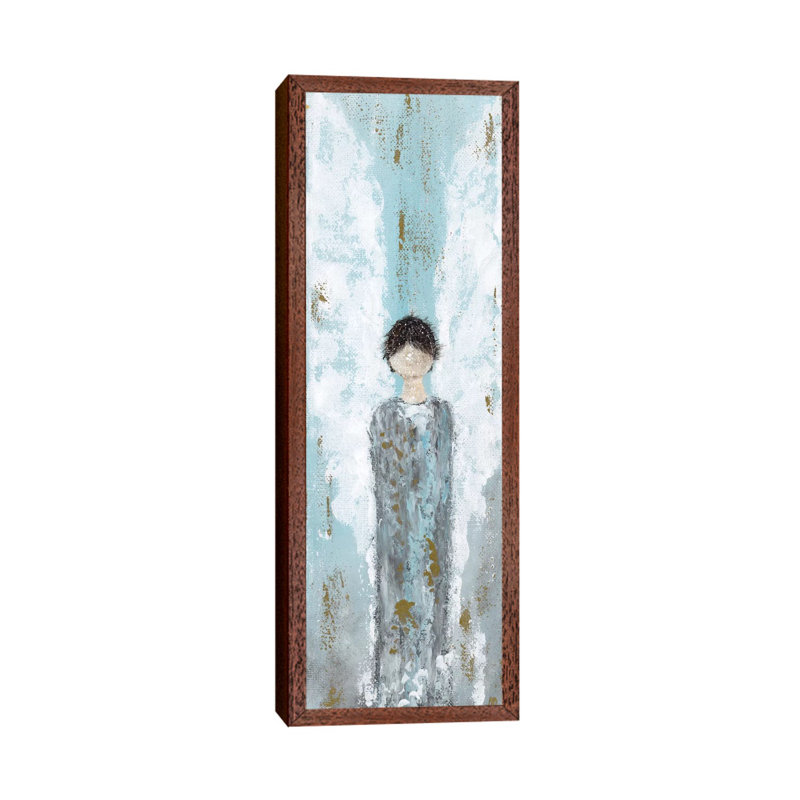 Male Angel 1 Piece Painting on Canvas, 121.92 cm H x 40.64 cm W, Classic Brown Wood Framed