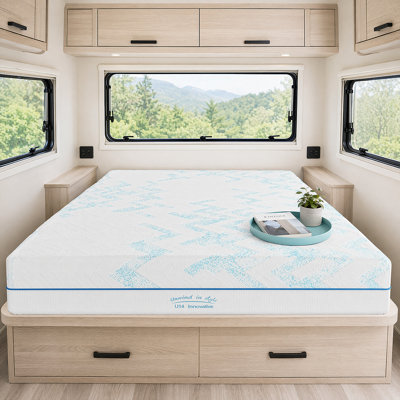 Travel-Ready RV Mattress - Short Queen/King  Latex Foam Mattress With Breathable Jacquard Cover
