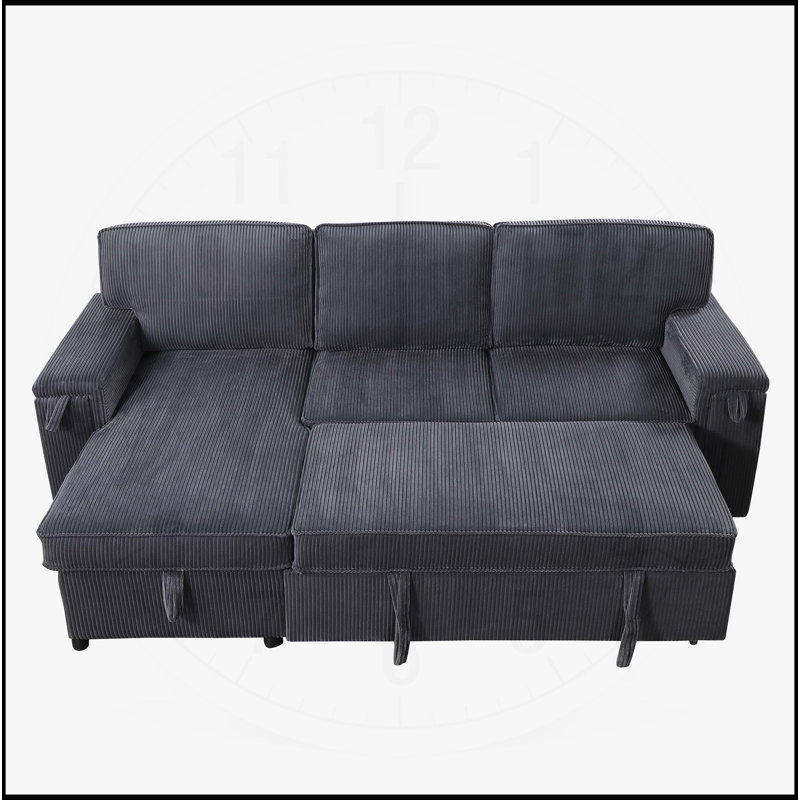 Comfortable Upholstery Sleeper Sectional Sofa with Storage Functionality, Gray