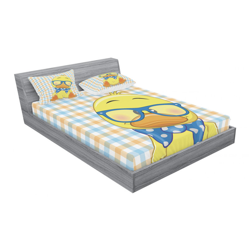 Microfiber Gingham Sheet Set, Full Sheet Set with Fitted Sheet