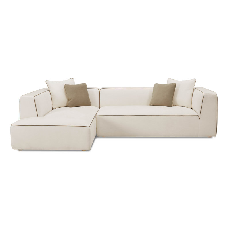 Cream Linen Sectional, Left Hand Facing