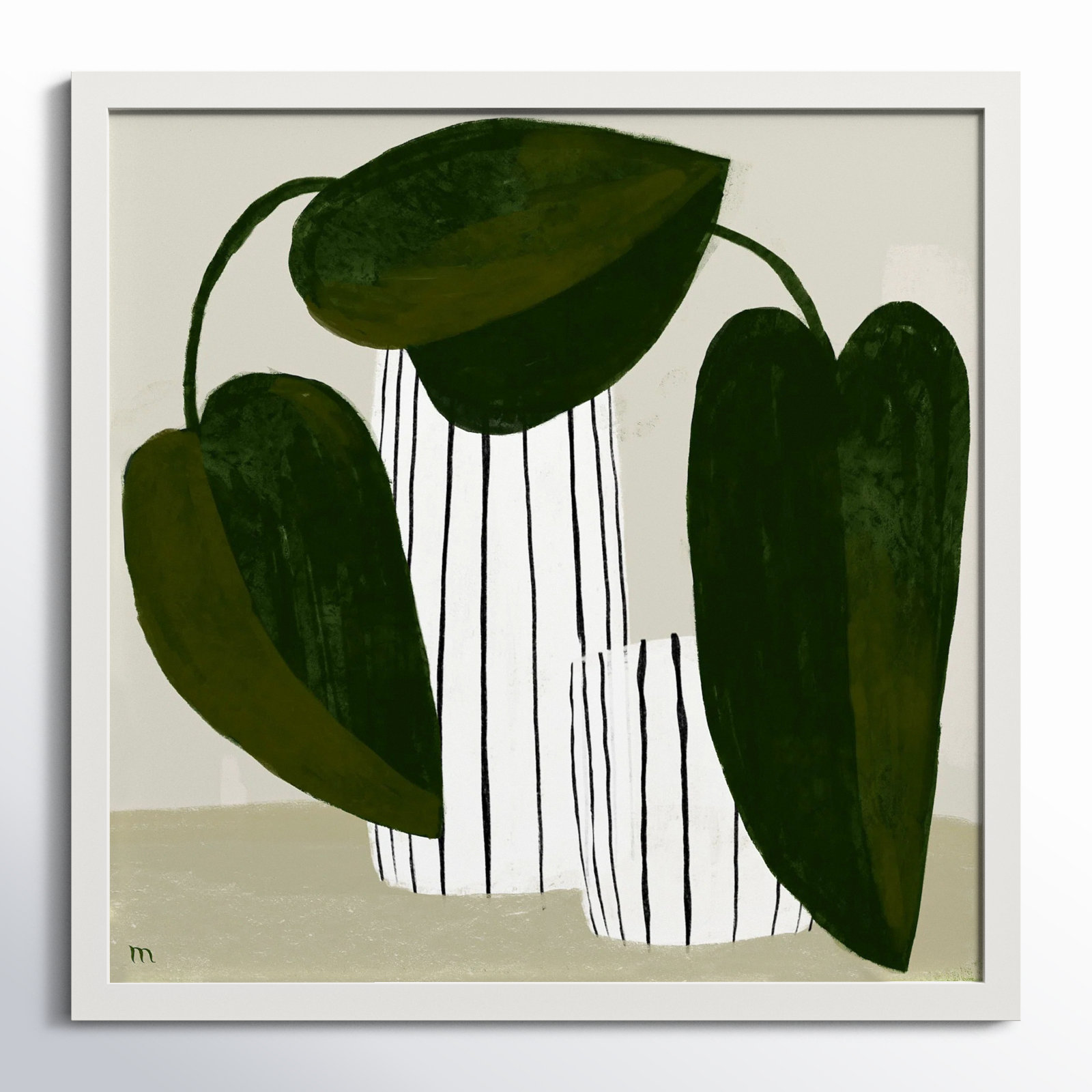 Juba "Striped Vases" Painting, 36" H x 36" W x 1.25" D, White