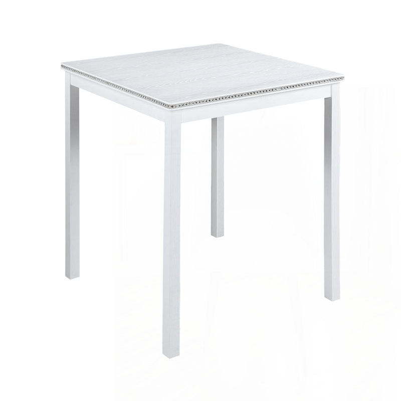 Ensemble de salle à manger Balachandran, Blanc, Lin gris / blanc, H 36 po x L 34,5 po x l 34,5 po