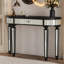 Console 47 po avec miroir demi-lune en verre cannelé et tiroir en cristal-518154420-518154443