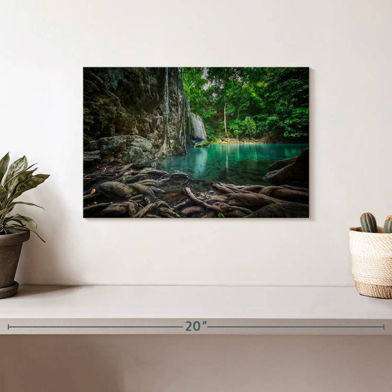 Paysage de cascade Kavia Erawan, H 8 po x l 12 po