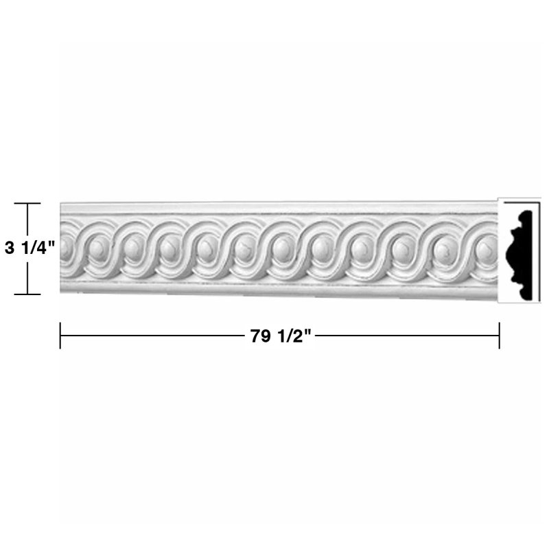 3.25'' H x 79.5'' W White Primed Urethane Crown Molding