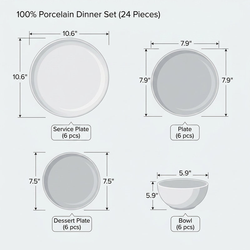 Service de table en porcelaine Kaya Reactive Glaze Grey (service de 24 pièces pour 6 personnes)