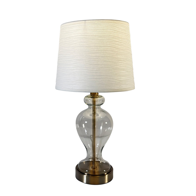 Brass Glass Urn Table Lamp- Crinkle Paper Shade