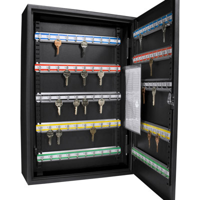 Steel Key Cabinet With 200 Capacity And Lock - Wall Mounted Adjustable Colorful Tags For Organized Storage Mount Box Efficient Organization In Various Settings