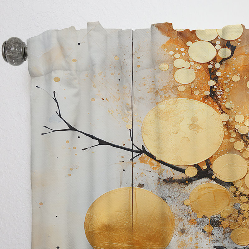 Khamisi Gold Grey Rustic Reflections I - Modern Curtain - Velvet Room Darkening - 1 Panel, 52" W x 84" L