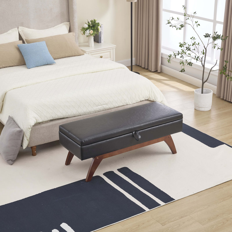 Banc de rangement en similicuir, Noir