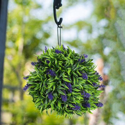 Lavande artificielle mauve suspendue topiaire boule fleur plante décor panier pot 30 cm