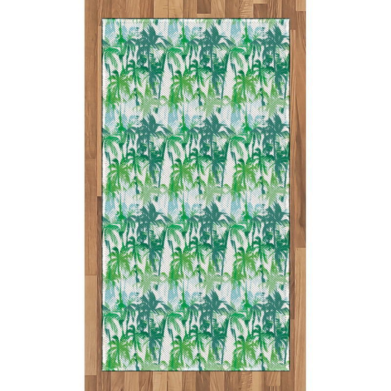 Palm Leaf High Density Long Fiber Poly Threads Decorative Area Rug Carpet, Rectangle 2'7" x 5'