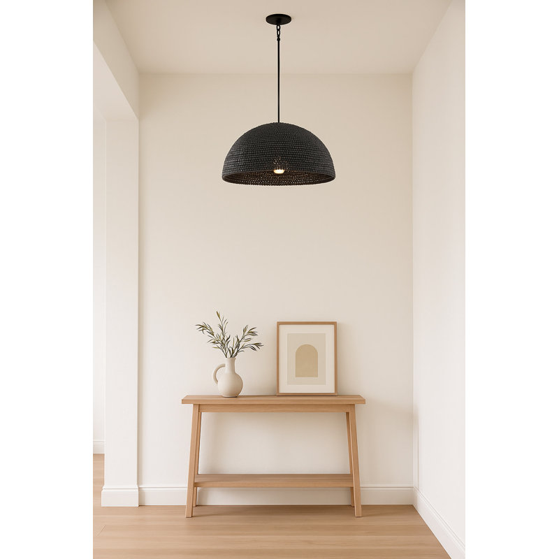 Dalia 3-Light Wooden Bead Dome Convertible Chandelier, Black