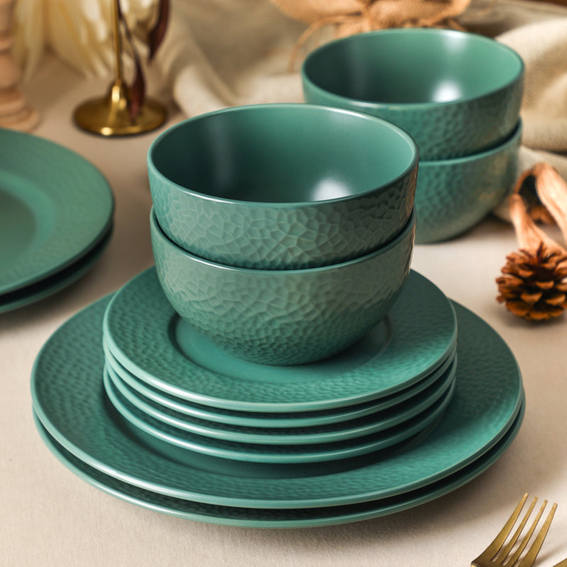 Stone Lain Topaz 24-Piece Dinnerware Set Stoneware, Green