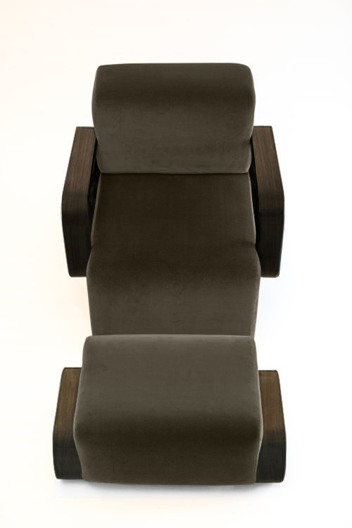 Cayenne Lounge Chair, Earth Velvet, Brown Oak