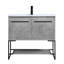 Ensemble de meuble-lavabo simple 36 po avec armoire et plateau en résine Elegant Lighting Cerny Ree (gris béton)