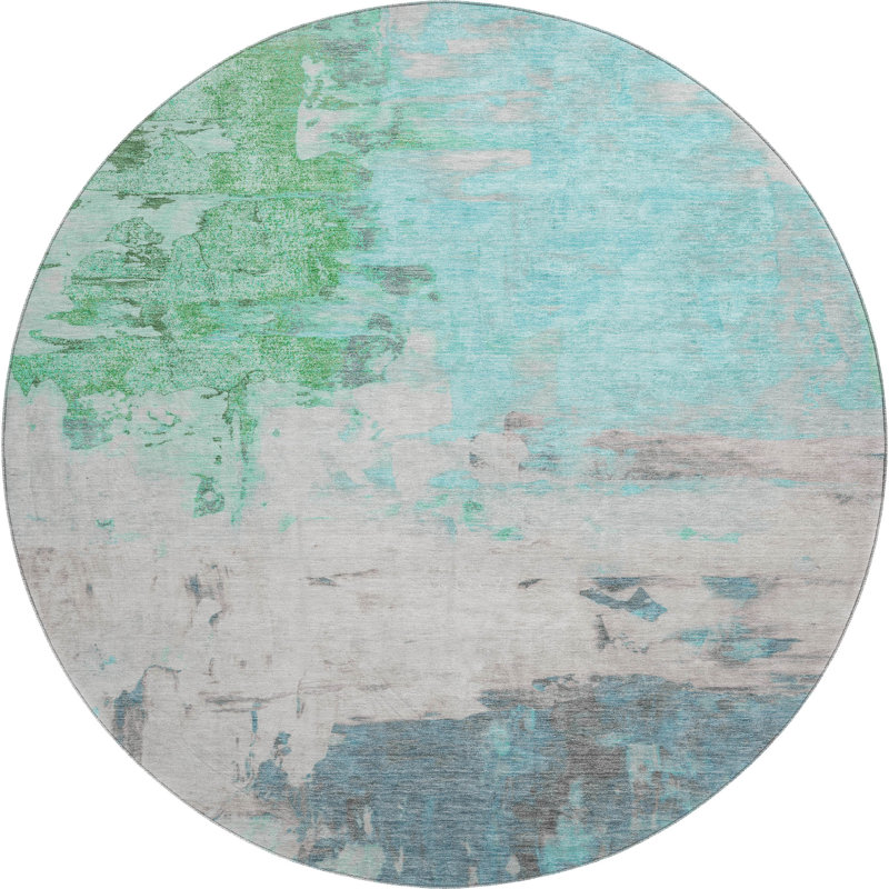 Tapis abstrait lavable à la machine Premium, Rond 8 pi