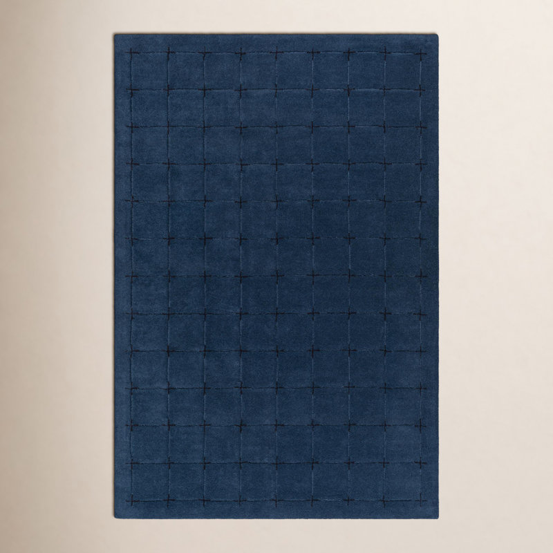 Tapis bleu marine touffeté à la main Mallory, Rectangle 2 pi x 3 pi