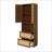 Bookshelf with 2 Rattan Doors, 3 Drawers &amp; USB Ports, Walnut | Pine Wood-53725692