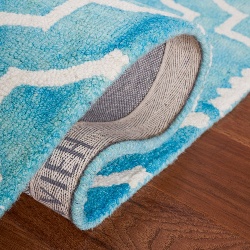 Dip Dye Hand Tufted Wool Geometric Rug, Runner 2'3" x 6'