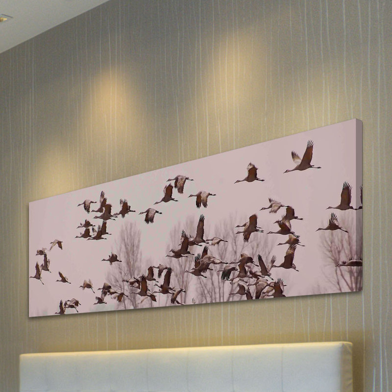 Cranes Across The Sky by Don Schwartz - Wrapped Canvas Panoramic Print, 51 cm H x 152 cm W