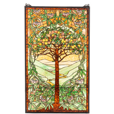 29"W X 48"H Tiffany Tree of Life Stained Glass Window