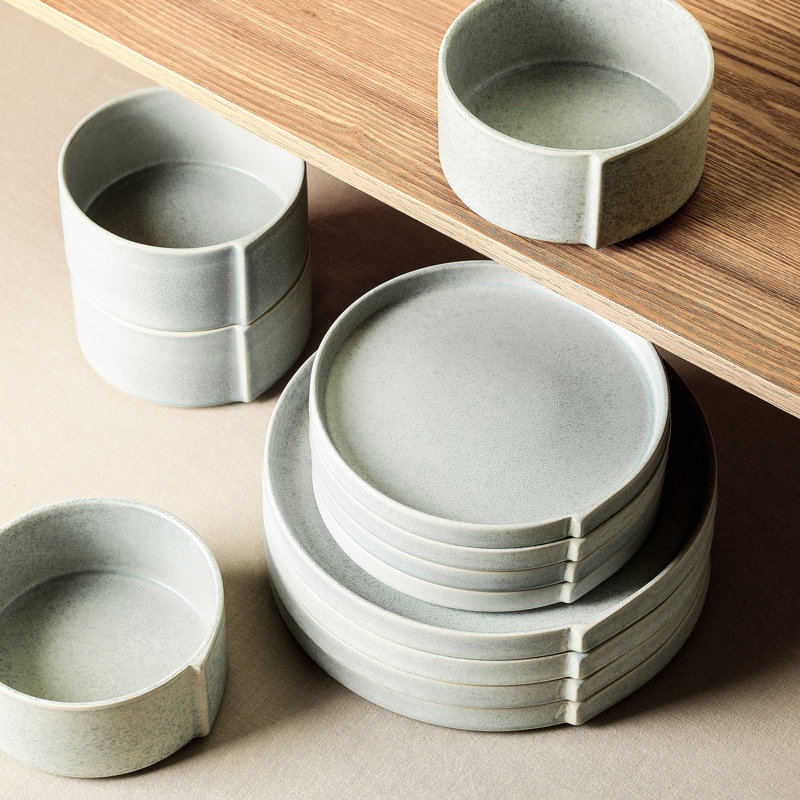 Stone Lain Bao 24-Piece Dinnerware Set Stoneware, Blue/Grey