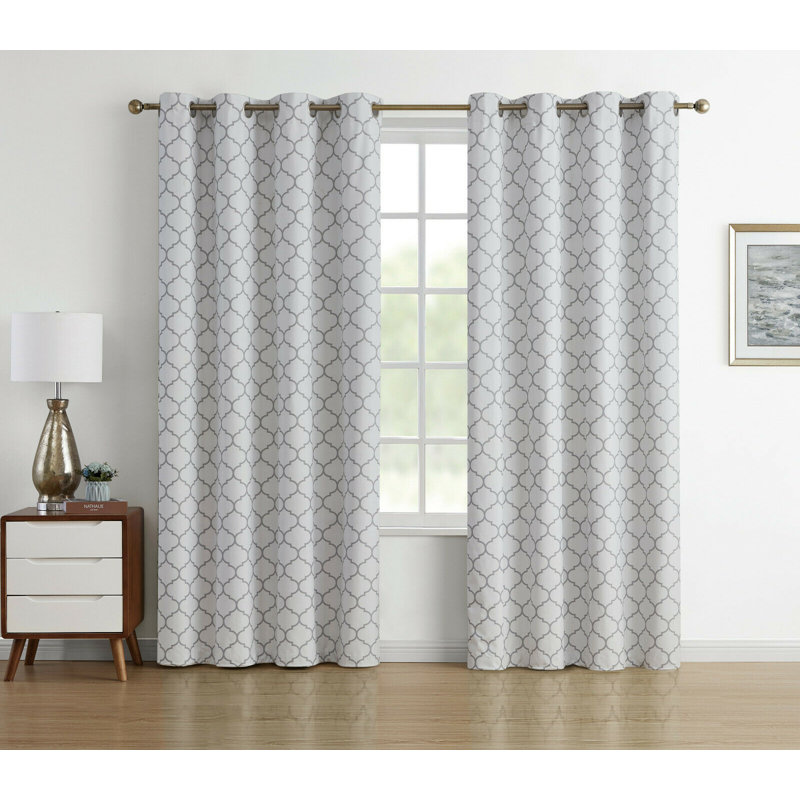 Paire de rideaux occultant et isolants avec œillets Onna, Blanc, l 52" x L 84"