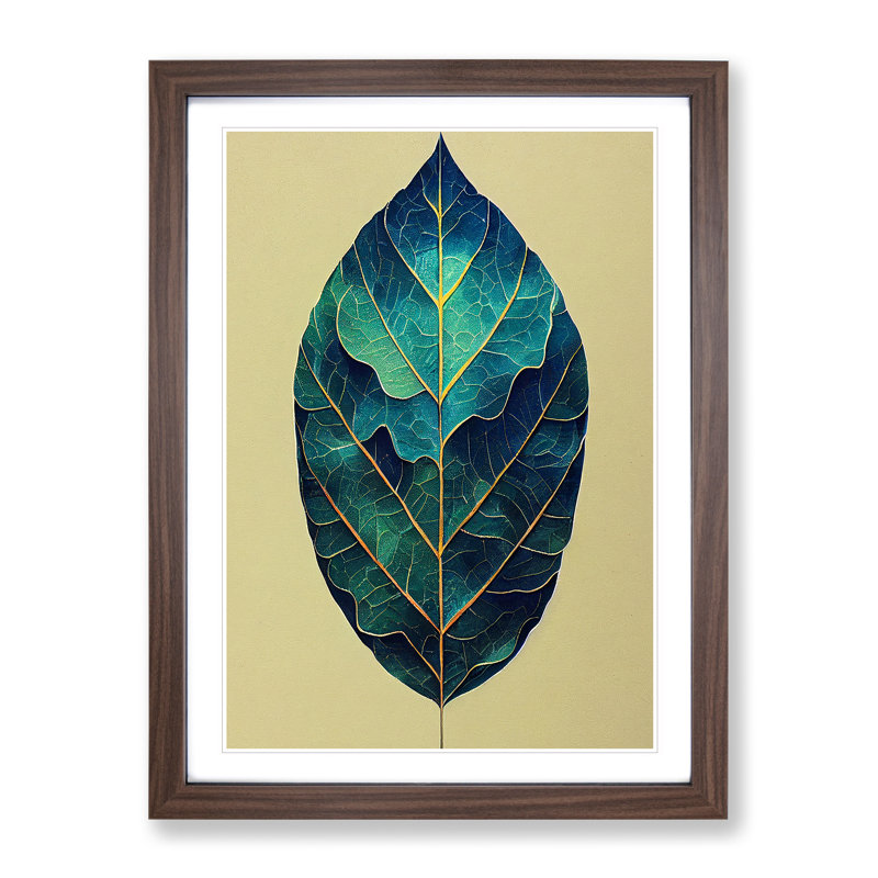 Leaf Painted - Single Picture Frame Painting, Walnut, 64cm H x 46cm W x 2cm D