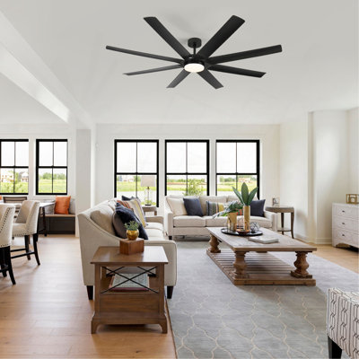 72"  Ceiling Fan with Light, 8 Solid Wood Blades, 6-speed Reversible DC Motor for Bed Room,Dining Room,Living Room.