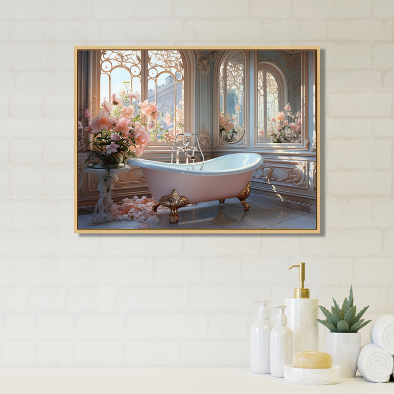 «Bathroom Ethereal Glow III» - Impression sur toile encadrée pour salle de bain, H 12 po x l 20 po x P 1 po