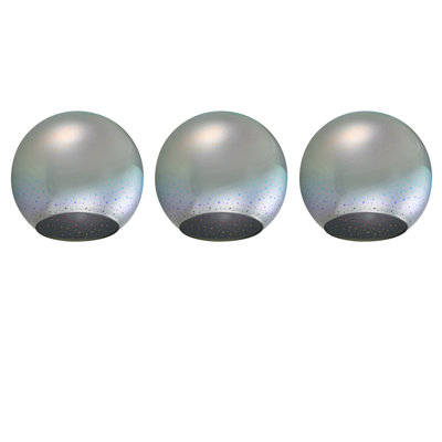 3 Pack 6.38 in. Fireworks Effect Art Glass Globe Kitchen Pendant Shade
