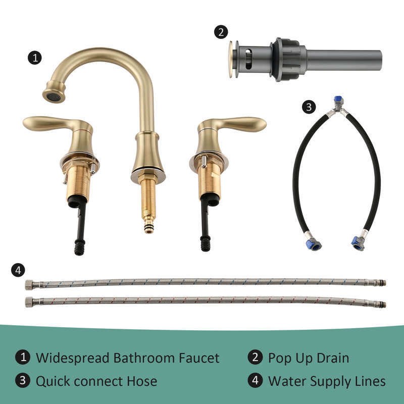 Robinet de salle de bain surdimensionné avec bonde escamotable, Or brossé