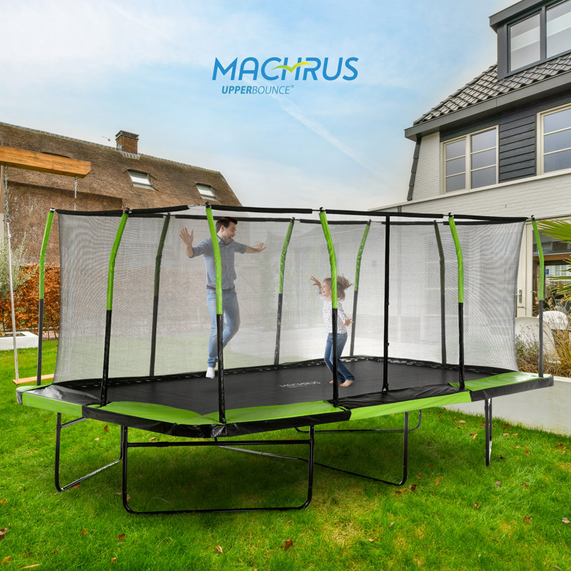 Machrus Upper Bounce - Mega 10' X 17' Gymnastics Style, Rectangular Trampoline - Green/Black