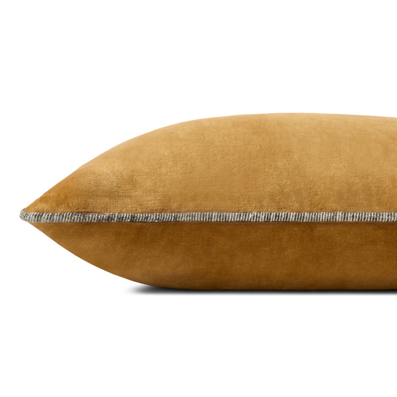 Chris Loves Julia x Loloi Reversible Liza Pillow Cover, 13"H x 21"W, Gold