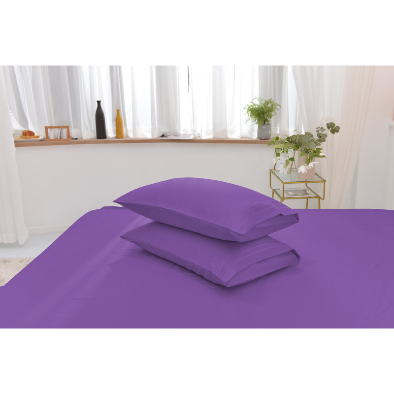 Ensemble de literie en rayonne de bambou, Violet, Ensemble de draps pour lit simple TG + un drap-hou