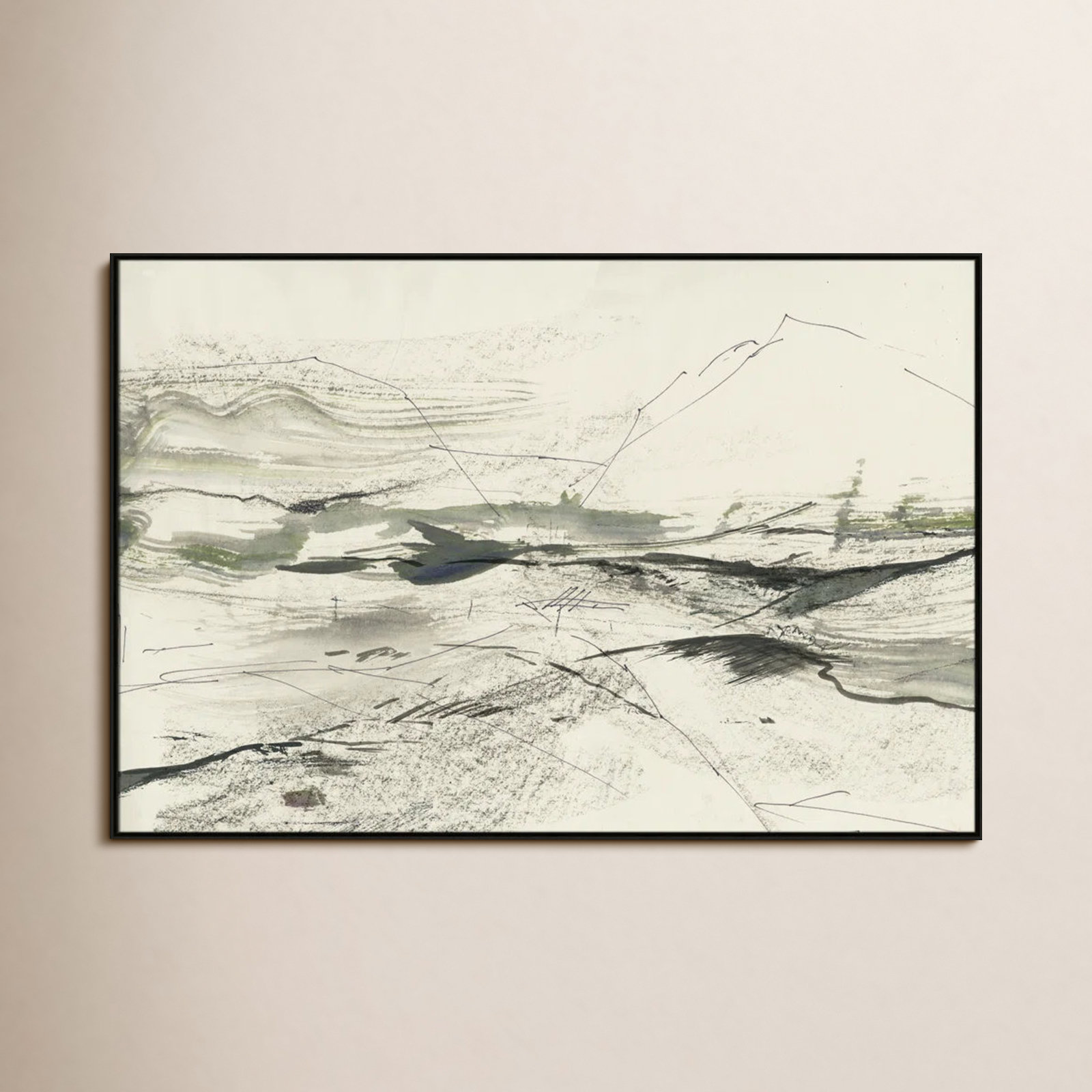 Green Sketches by PI Studio, No Mat, Espresso Floater Framed, 41.5" H x 61.5" W x 2" D