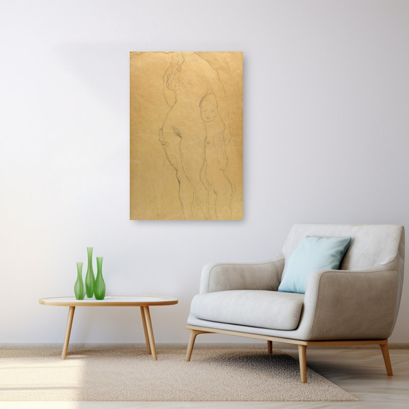 " Mother And Daughter Abstract Contemporary Wall Art Print " by Gustav Klimt Print, H 48 po x l 32 po