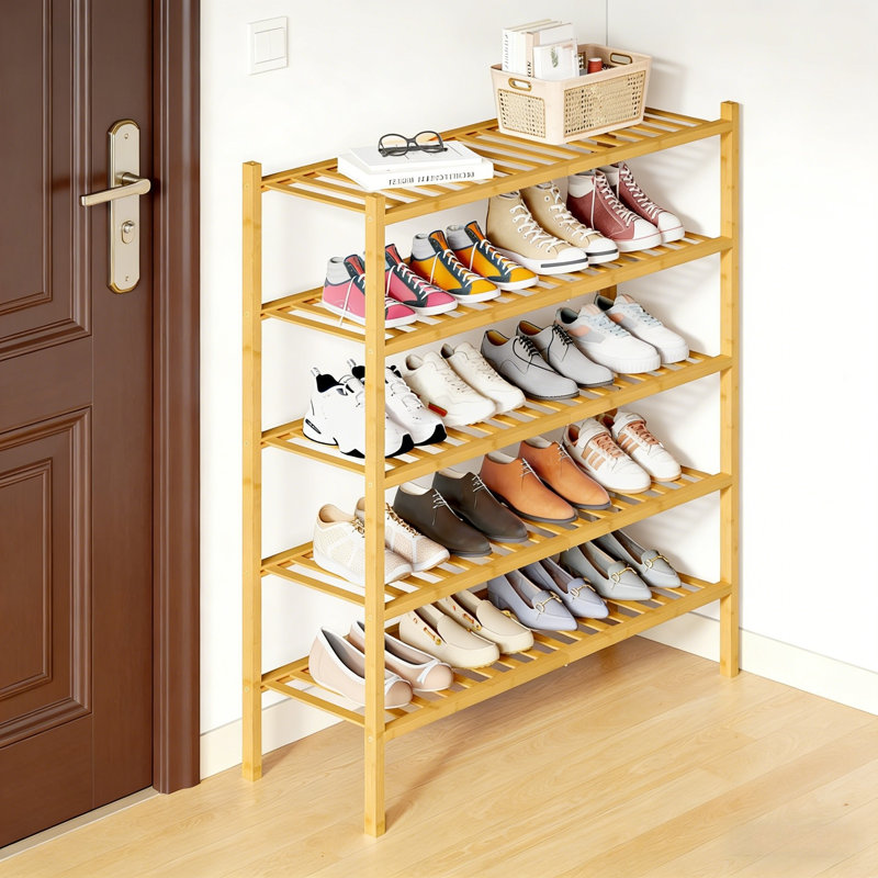 Bamboo Shoe Rack, 33" H x 17.3" W x  11" D