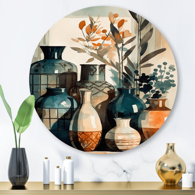 Vase en céramique vert et orange Lancaer