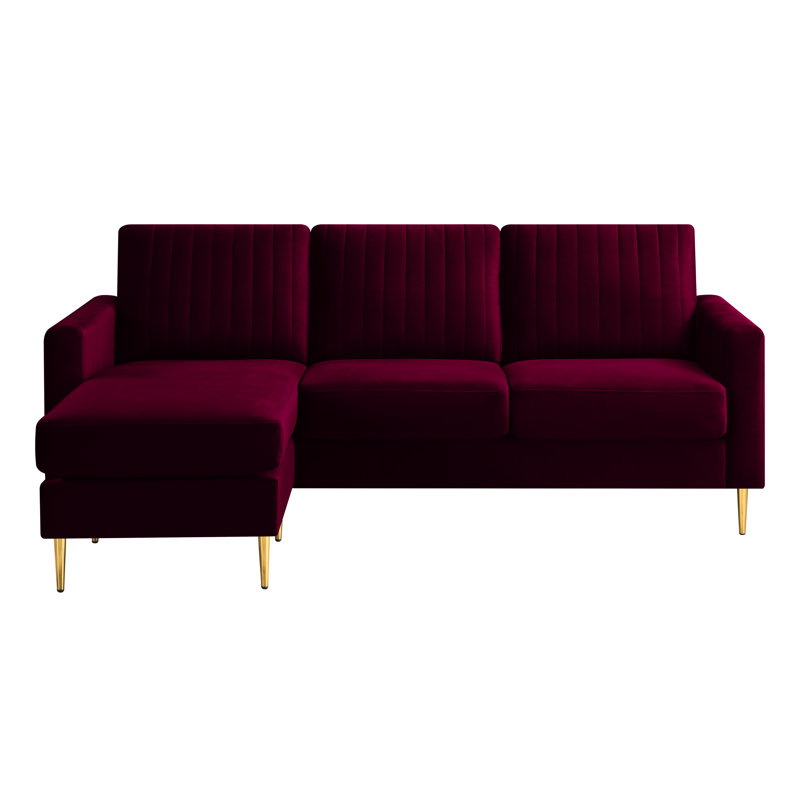 Emma Upholstered Corner Sofa, Burgundy Velvet