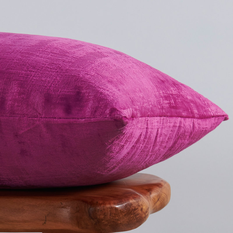 Housse de coussin rectangulaire en velours texturé, Rose framboise