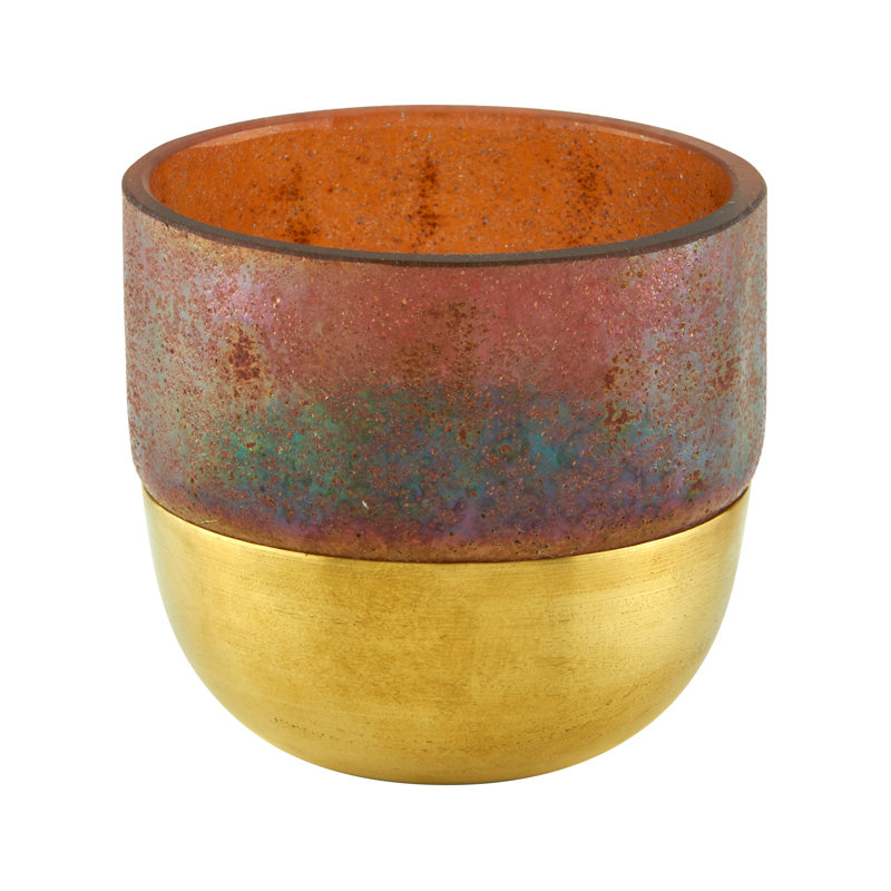Votive Candle Holder, Brown, 5.5" H x 4.25" W x 4.25" D