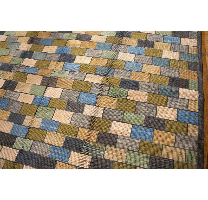 Charming Multicolor Stripe Pattern Contemporary Handwowen American Hooked Rug, Rectangle 10' x 14'