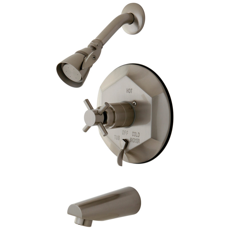 Robinet de baignoire et de douche à pression équilibrée à poignée simple Concord, Nickel brossé