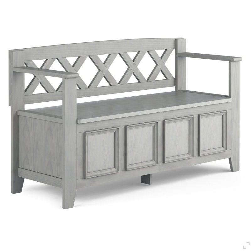 Amherst Solid Wood Entryway Storage Bench, Gray