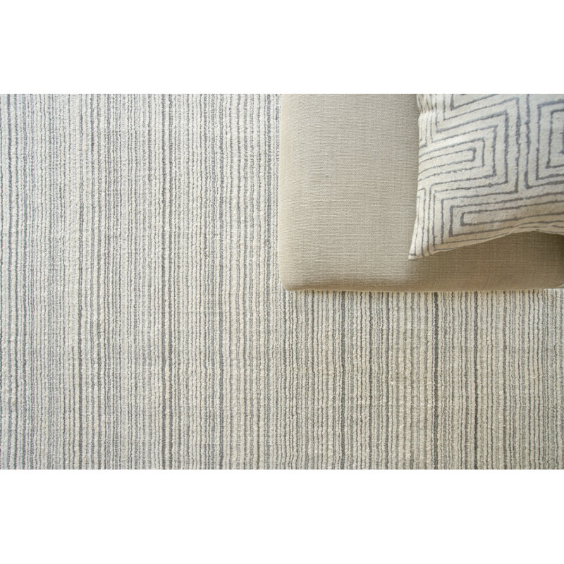 Rossini Striped Area Rug in Silver/Ivory, Rectangle 8' x 10'